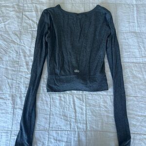 Alo Yoga Cropped Cross Front Long Sleeved Tee Size Small